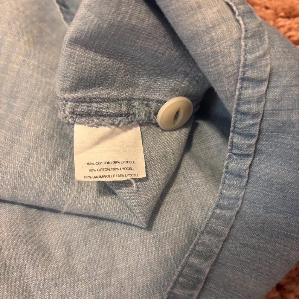 Madewell Chambray Patio Button-Front Midi Skirt Weatherly Wash Womens Sz 0 - Picture 7 of 8